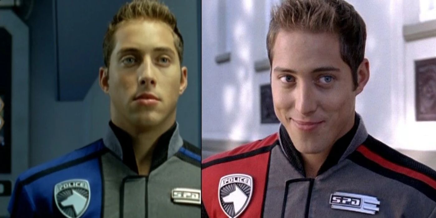 Sky as the Blue Ranger and the Red Ranger in Power Rangers S.P.D.