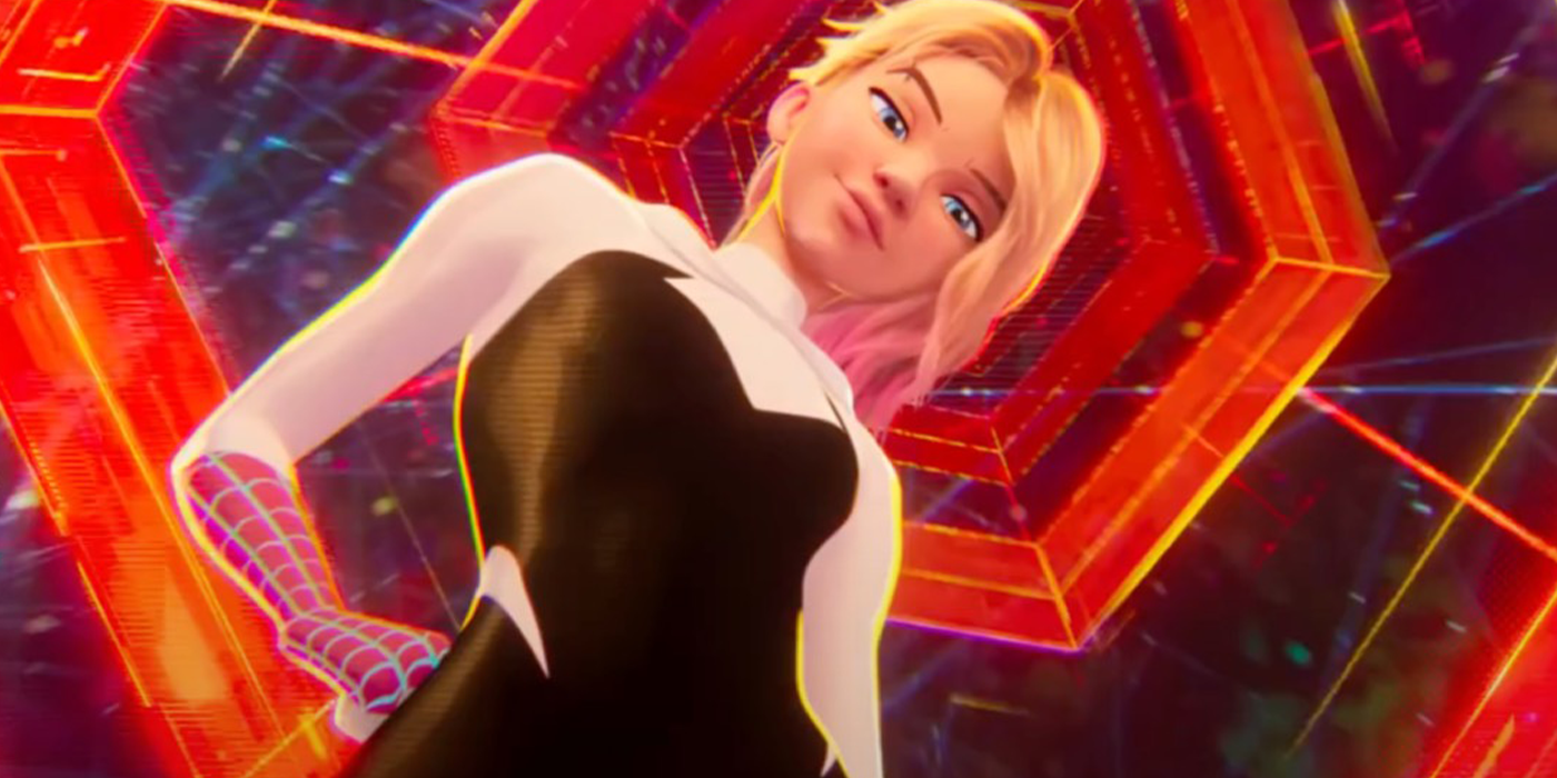 Spider-Gwen regarde vers le bas dans la bande-annonce de Spider-Man Across the Spider-Verse.