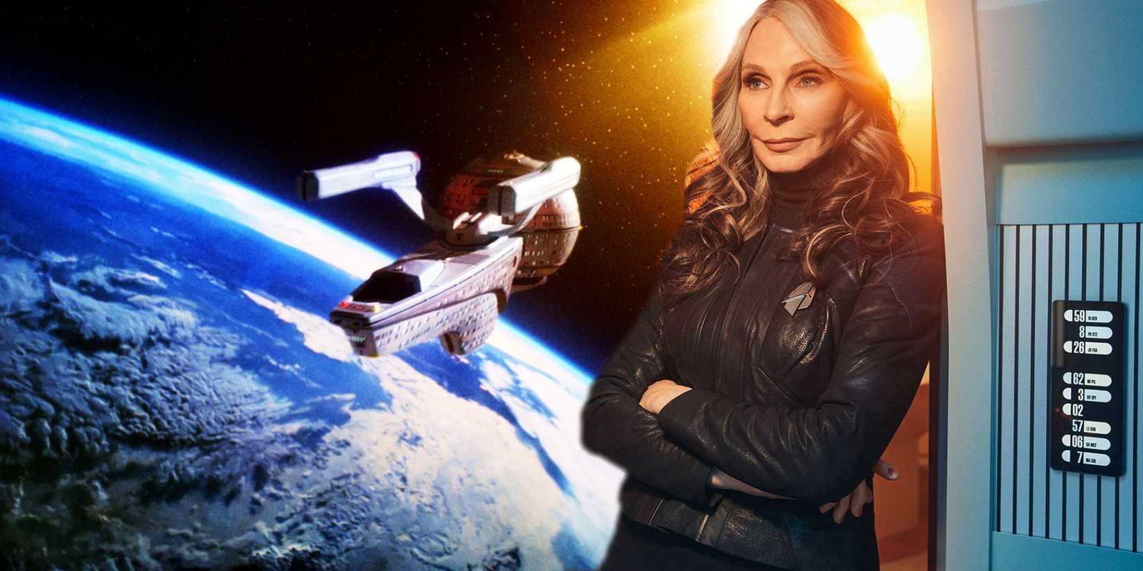 The USS Pasteur from TNG and Gates McFadden as Beverly Crusher in Star Trek: Picard season 3
