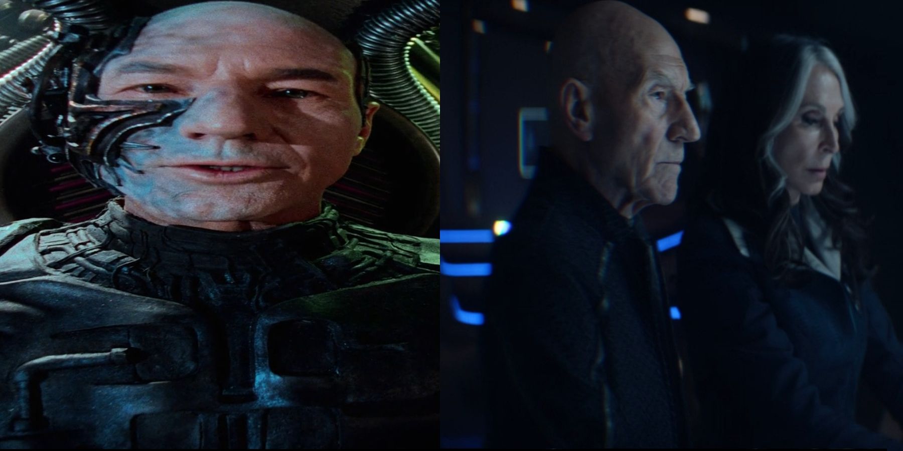 Locutus of Borg and Jean-Luc and Beverly shot in a similar way