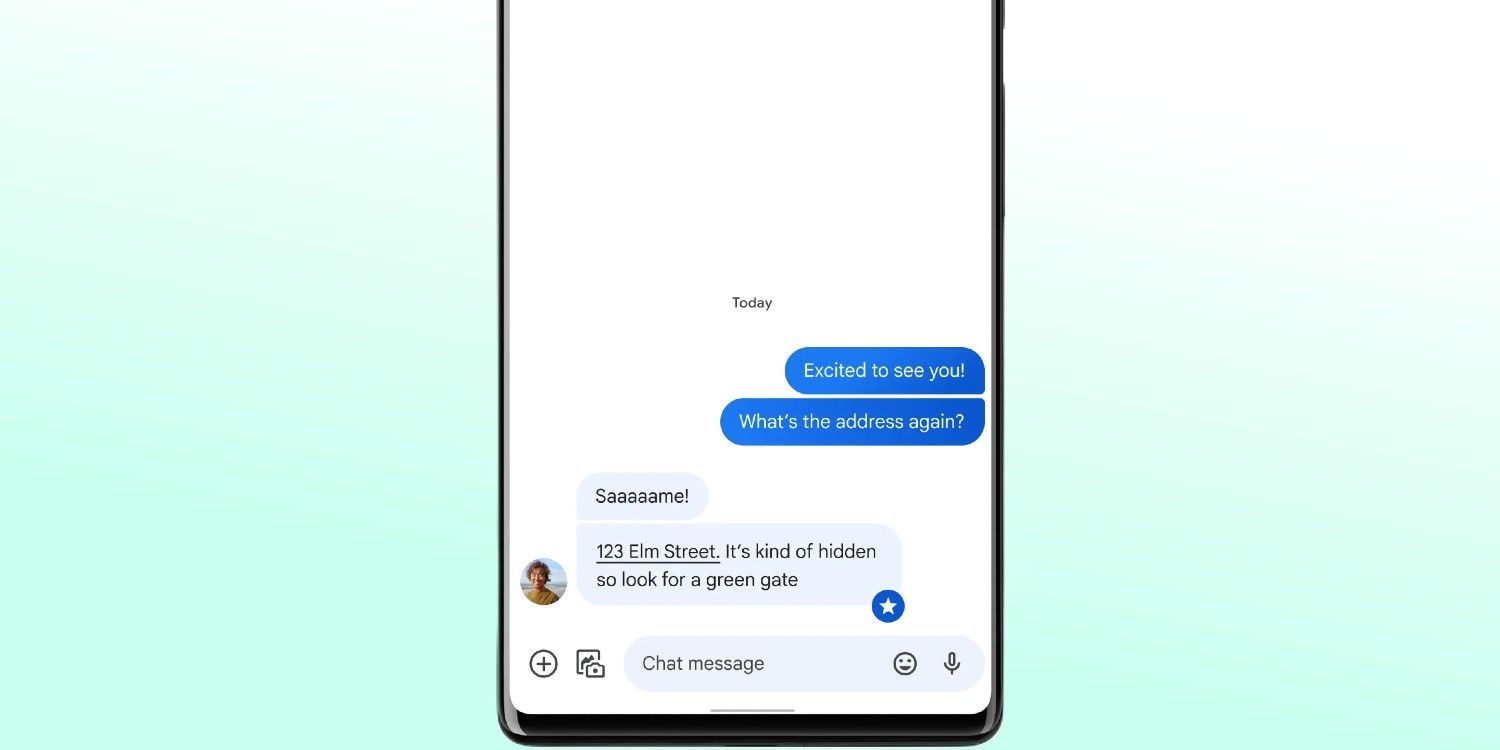 The Star Messages feature shown in a Google Messages conversation