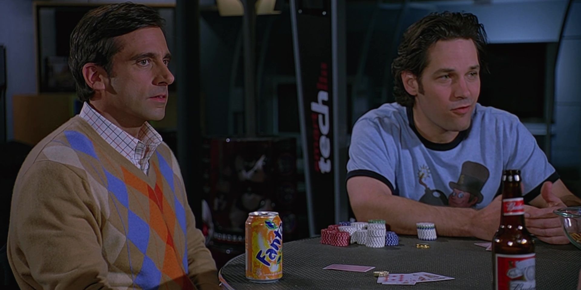 Steve Carell and Paul Rudd playing poker in The 40-Year-Old Virgin