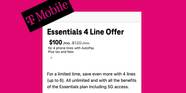 T Mobile Four Lines For 100 Offer Is The Essentials Plan Worth It 