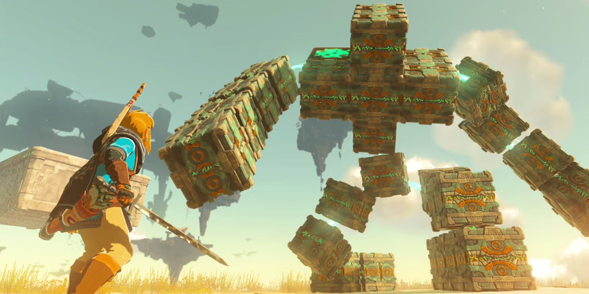 A robot enemy in Tears of the Kingdom that looks like a stack of boxes.