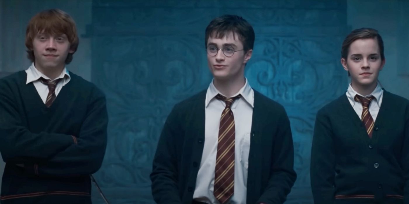 Le trio Harry Potter à la tête de l'armée de Dumbledore dans Harry et l'Ordre du Phénix