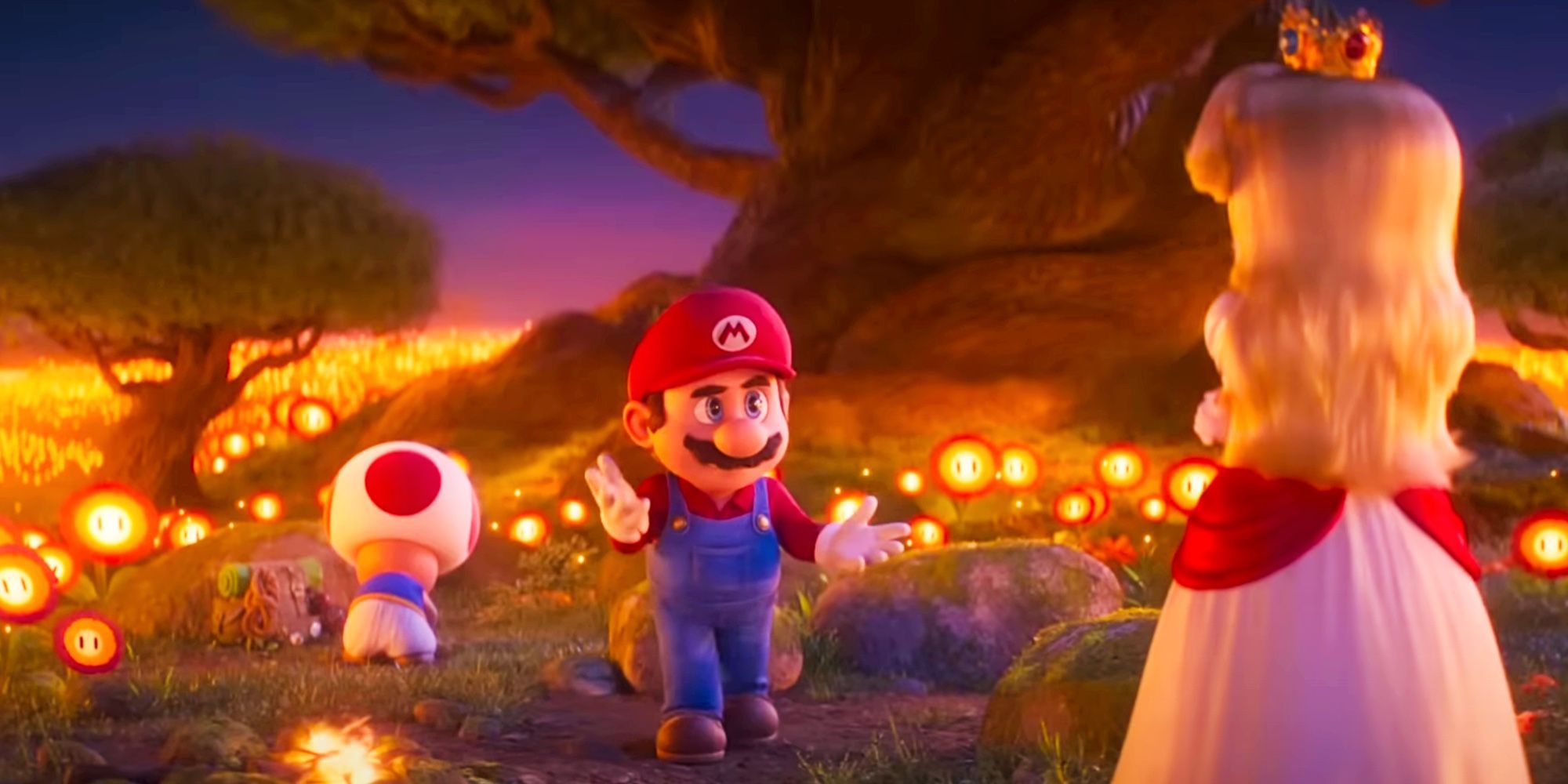 The Super Mario Bros Movie Mario Peach Toad Fire