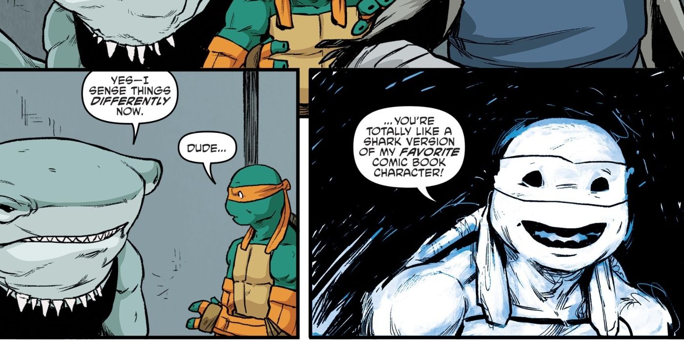 TMNT&rsquo;s Daredevil tribute with Michelangelo and Bludgeon.