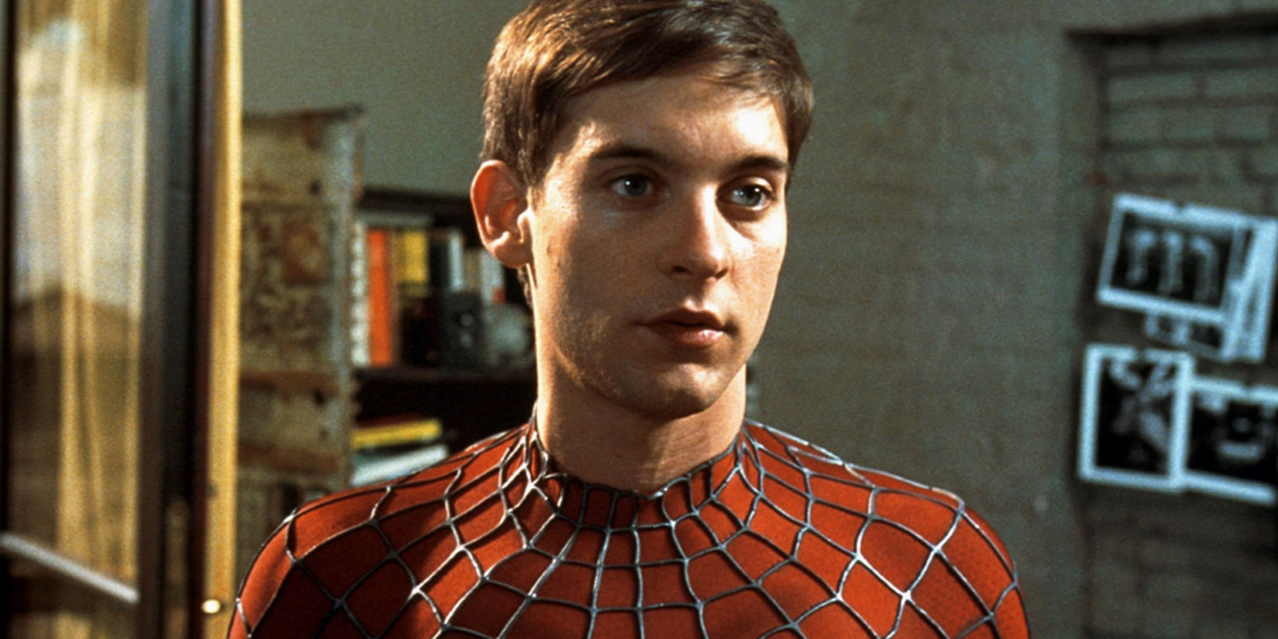 tobey maguire as spider-man in 2002