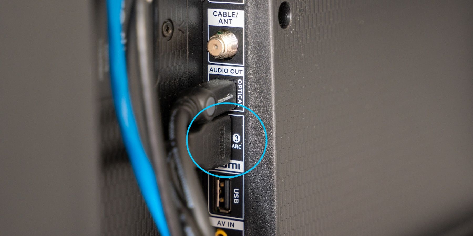The different ports on a TV including HDMI