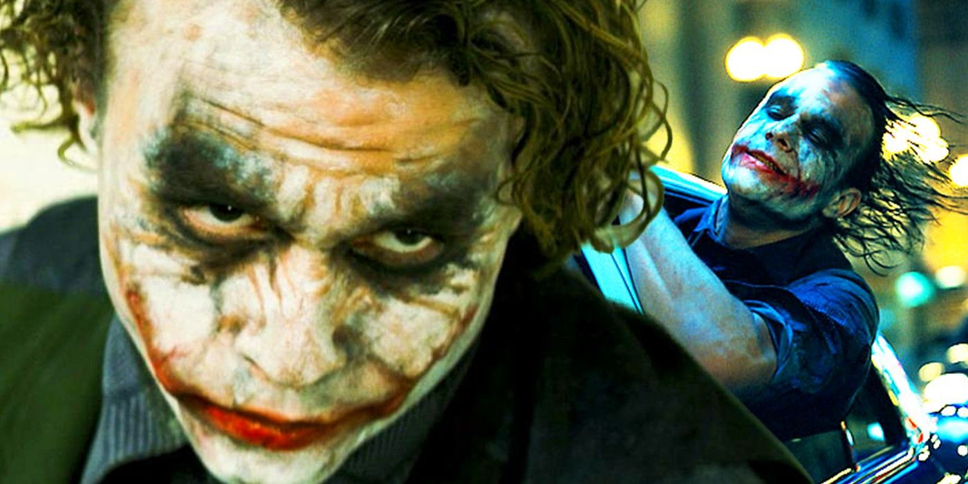 Two pictures of Heath Ledgers Joker from The Dark Knight