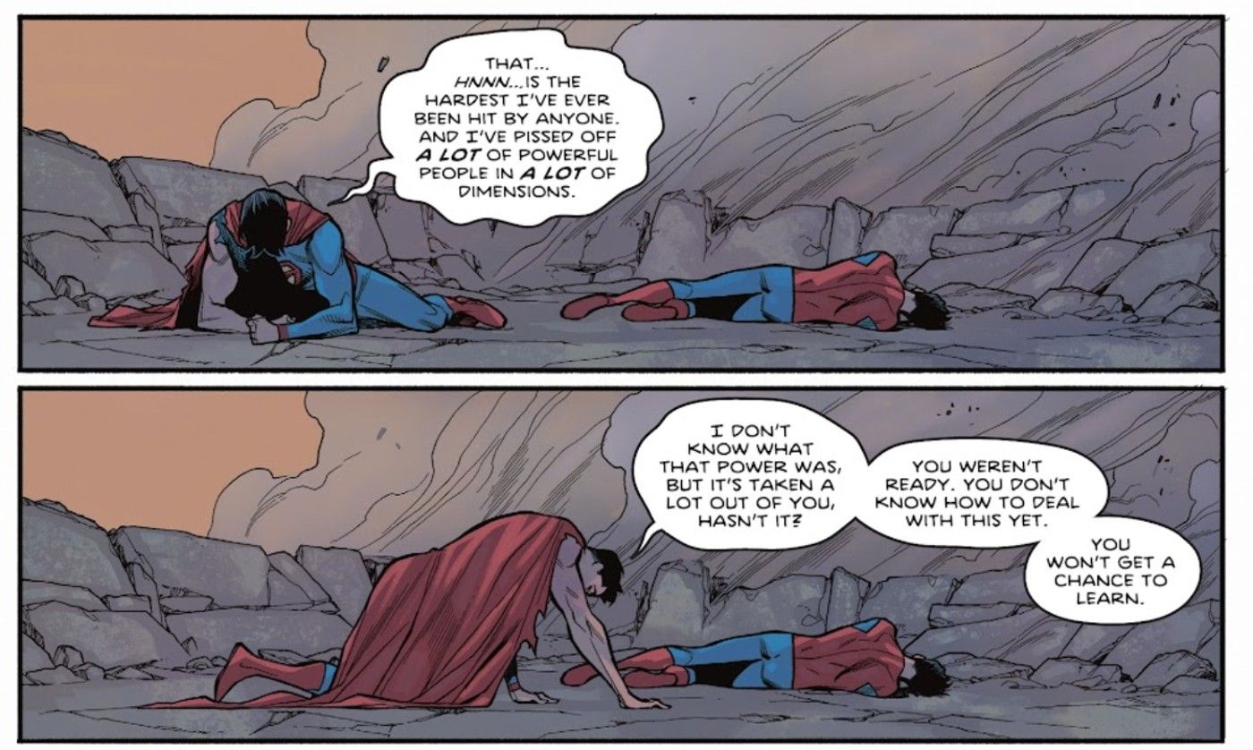 Ultraman Crawls Toward Superman Jon Kent