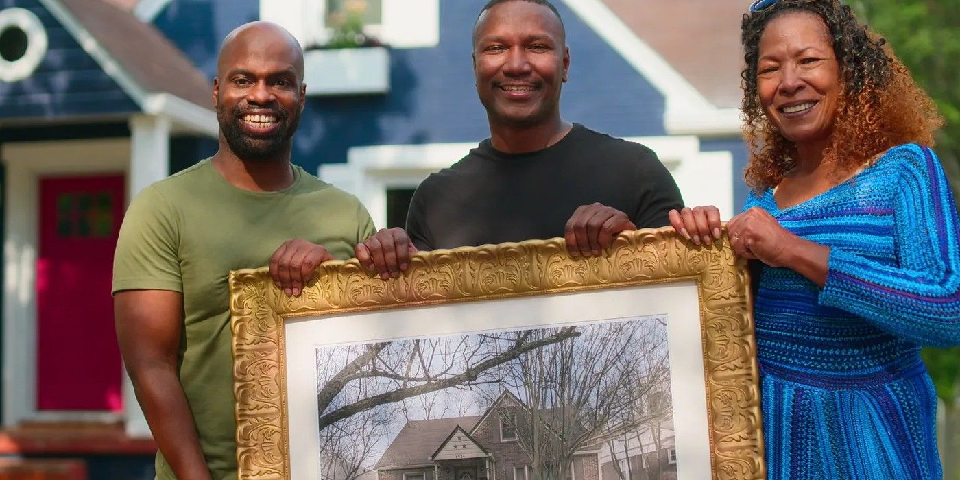 The Holmes family stands in front of their newly renovated home Instant Dream Home