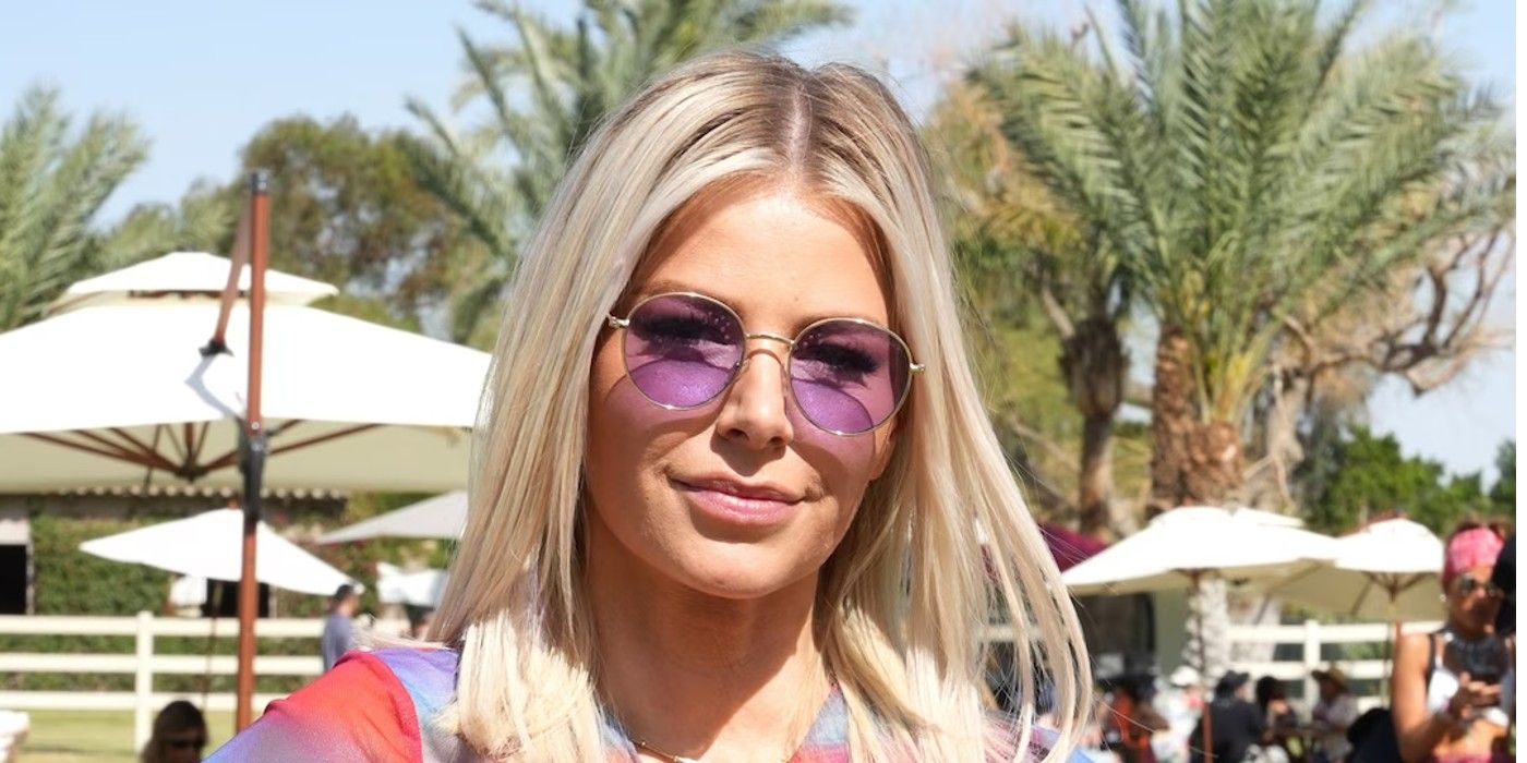 Vanderpump Rules star Ariana Madix at Coachella pink sunglasses smiling