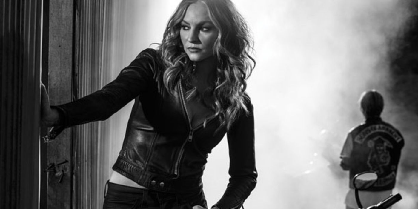 Wendy in a leather jacket in Sons of Anarchy