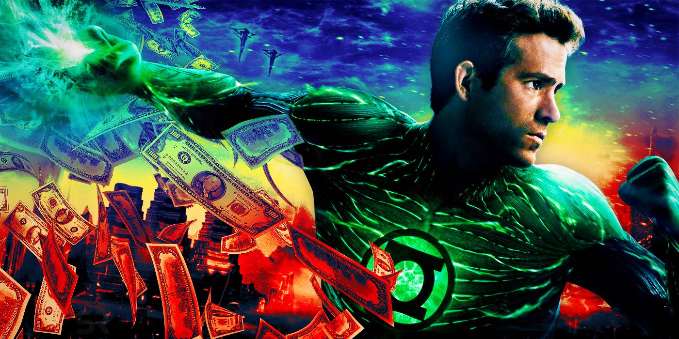 Ryan Reynolds' Green Lantern and floating cash.