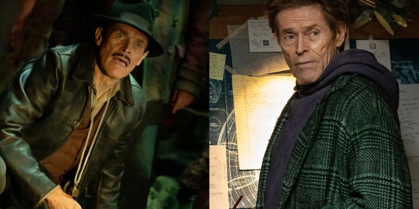 Split image of Willem Dafoe in Nightmare Alley and Spider-Man: No Way Home