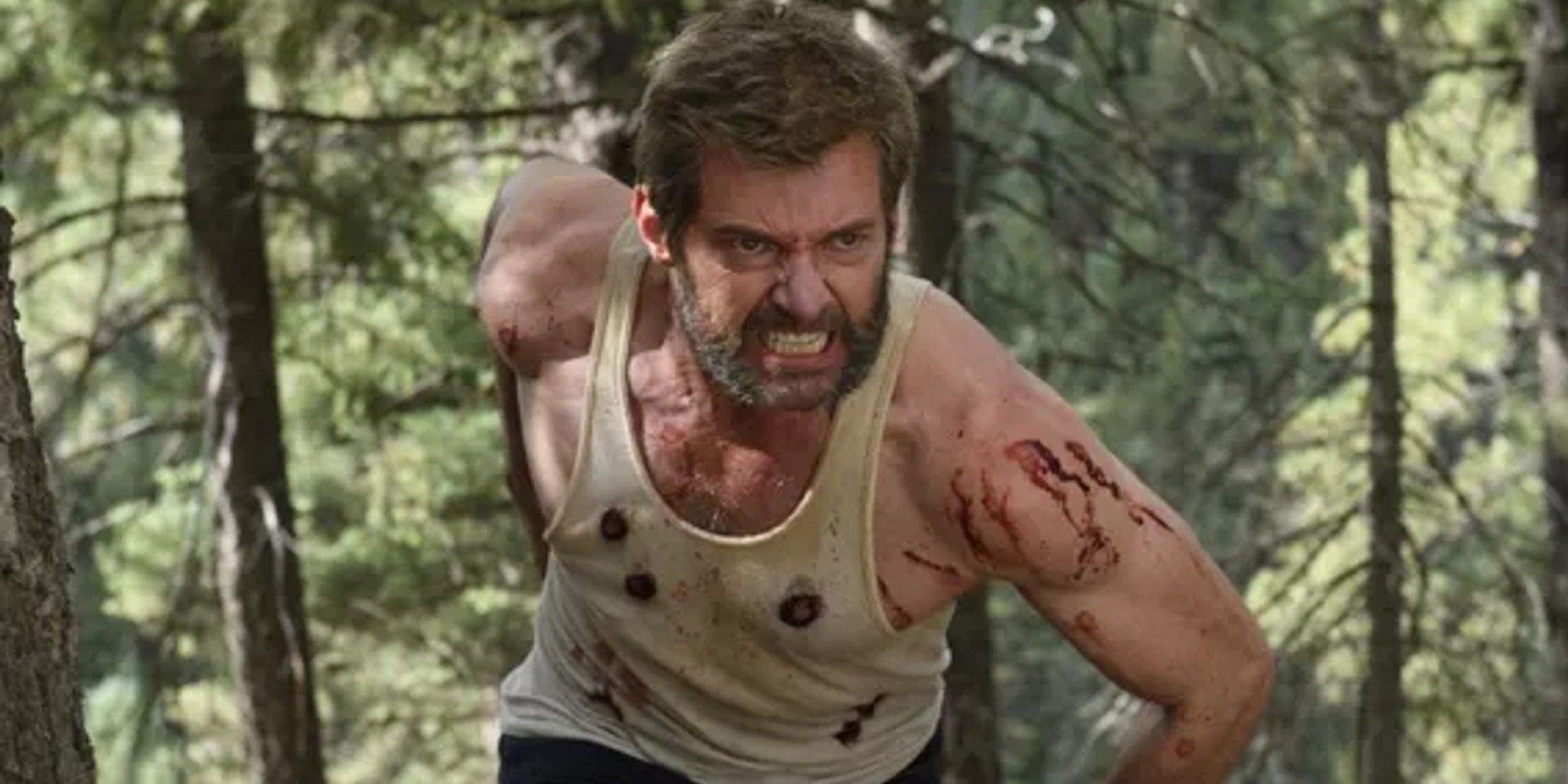 Wolverine running in a scene from Logan