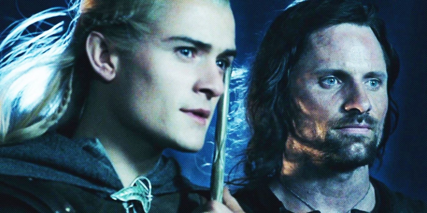 Aragorn and Legolas talking in The Lord of the Rings