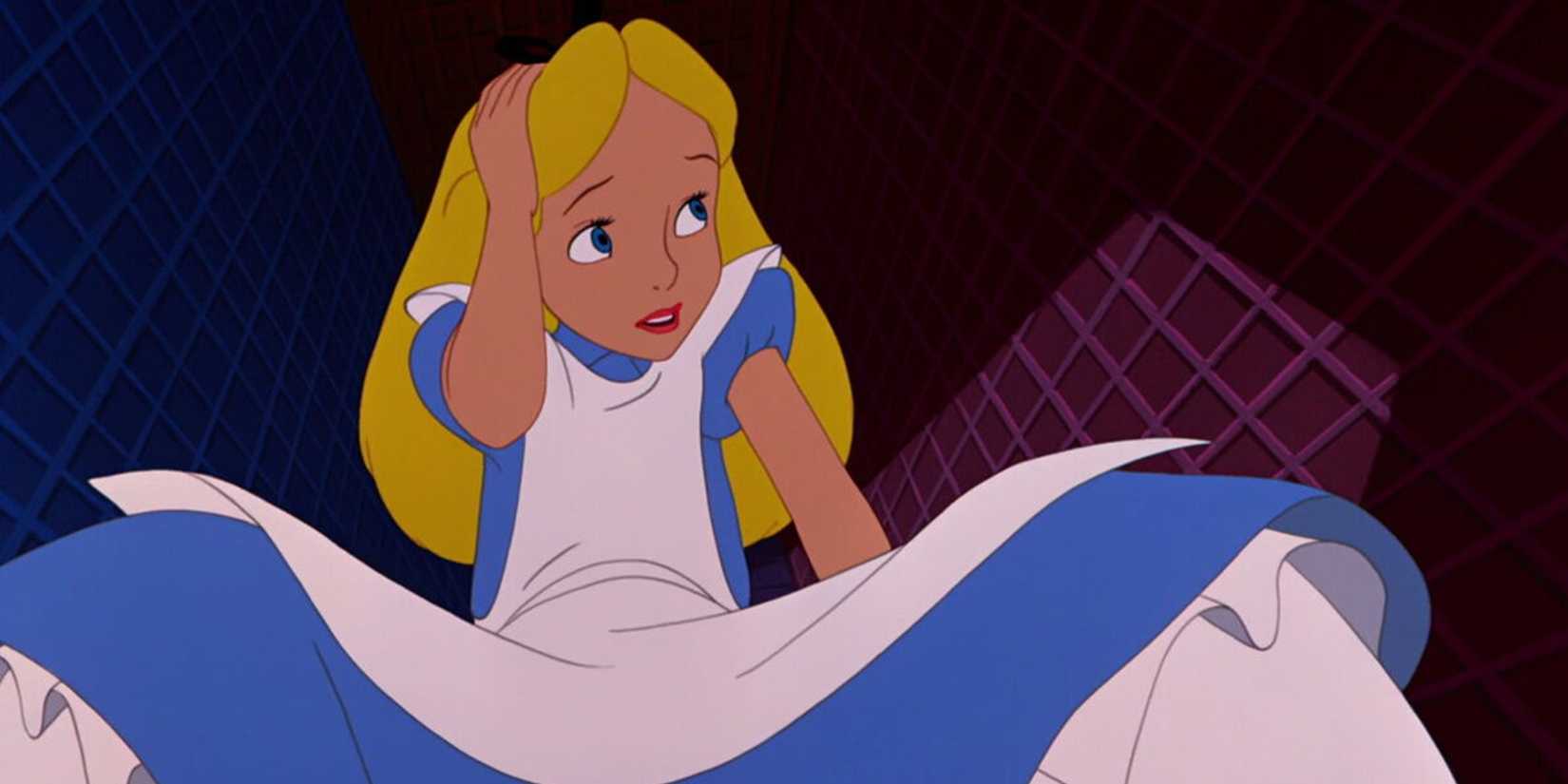 Kathryn Beaumont as Alice growing bigger in Alice in Wonderland.