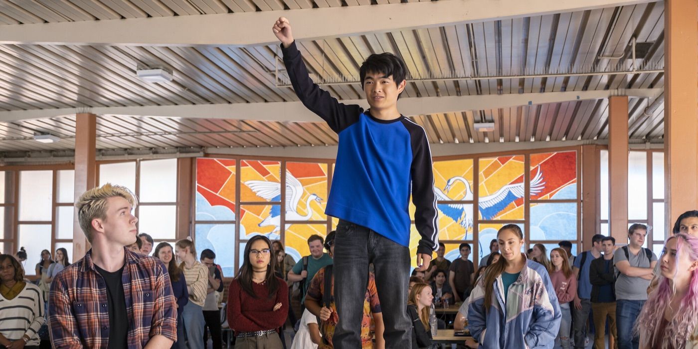 Jin celebrates on a table in American Born Chinese