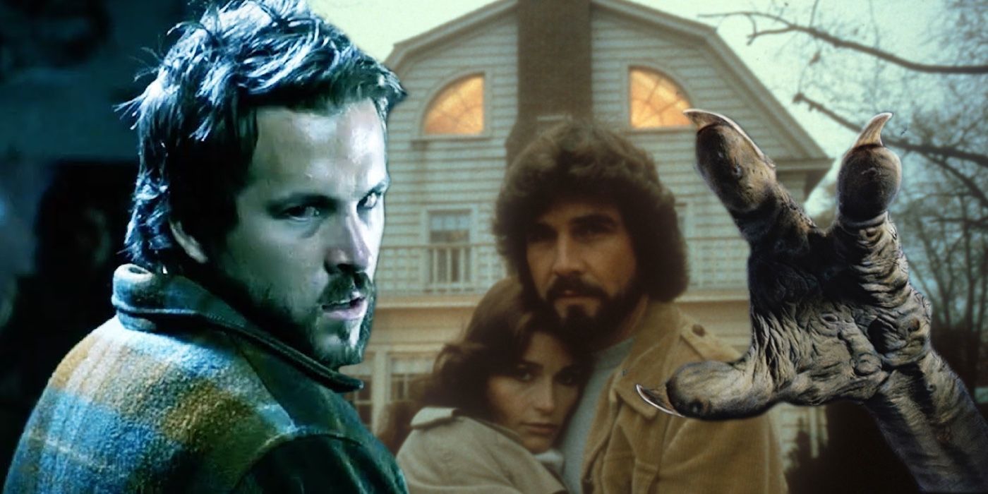 A composite image of various scenes from the Amityville Horror franchise 