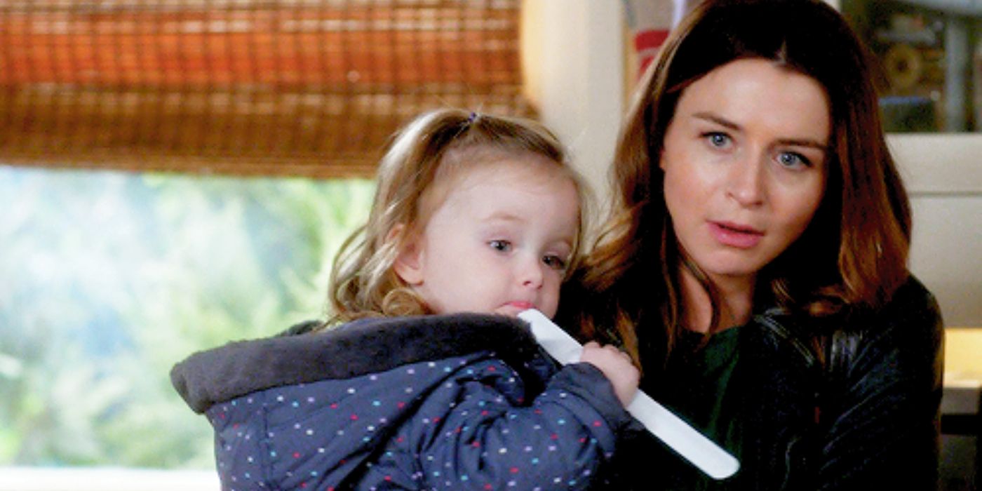 An image of Amelia holding Ellis in Grey's Anatomy