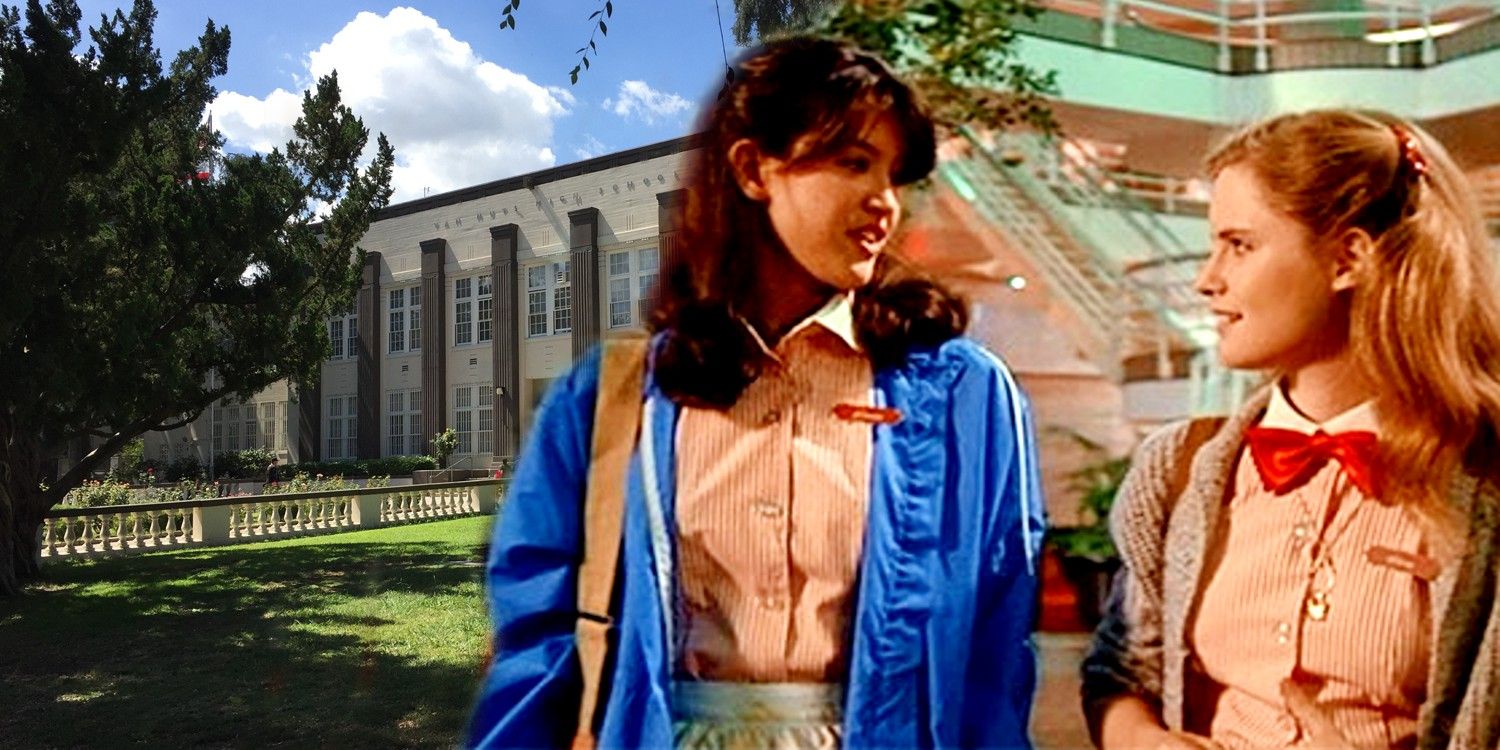An image of the Fast Times at Ridgemont High school and Stacy and Linda walking together