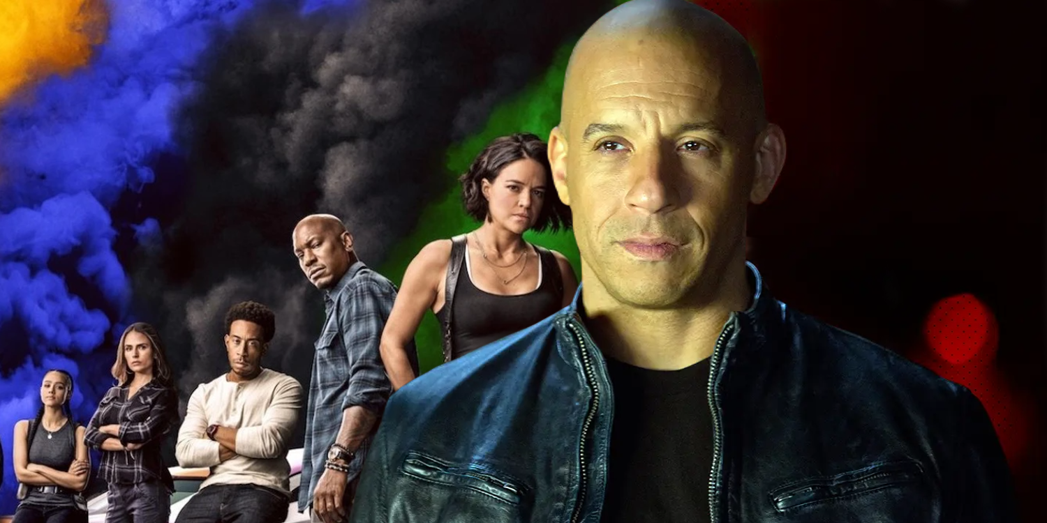 An image of Vin Diesel as Dom Toretto and the cast of The Fast and Furious movie