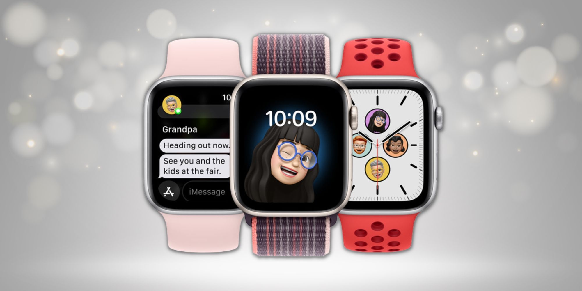 Apple Watch SE 2 with notification and two different watch faces