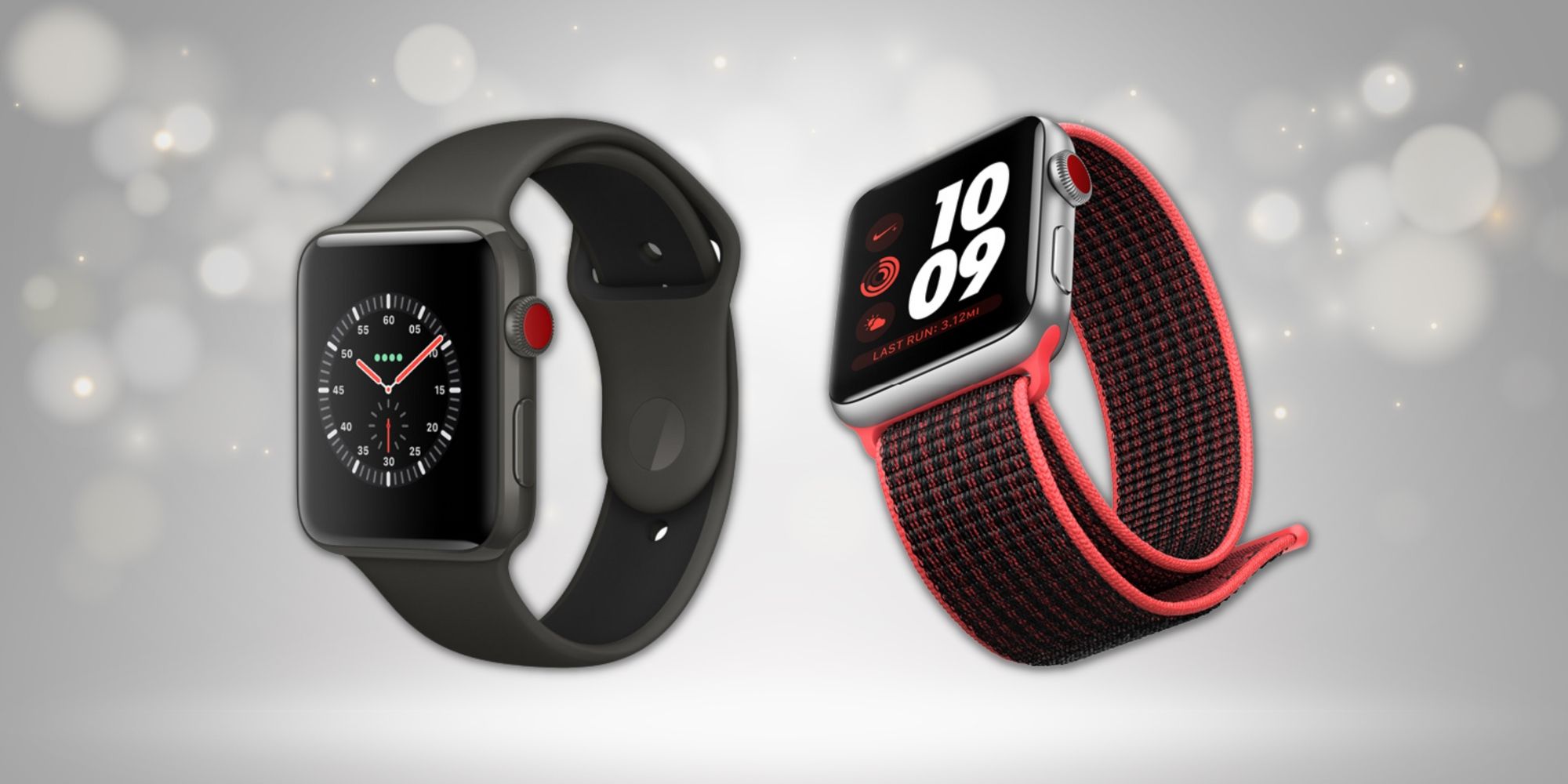 Apple Watch Series 3 in black and nike red color