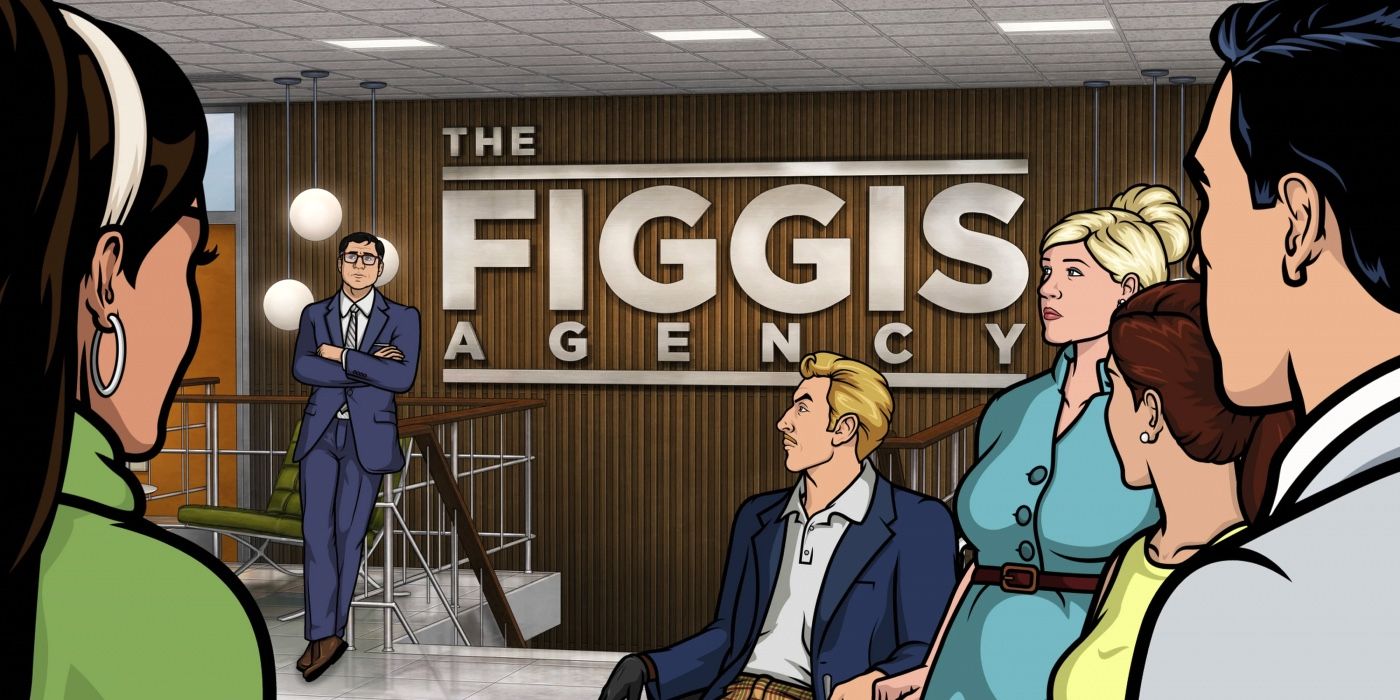 Archer still with 6 characters in the episode The Figgis Agency