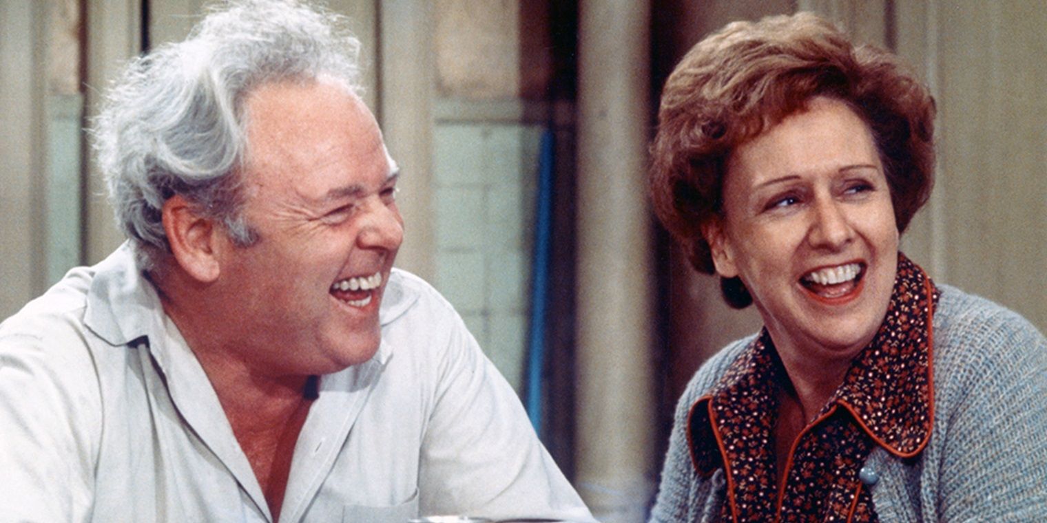 Archie and Edith Bunker laughing in All in the Family