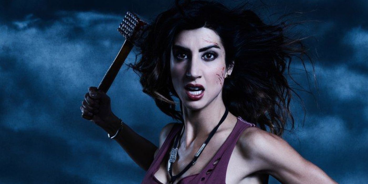 Kelly Maxwell holding weapon in Ash vs Evil Dead character promo