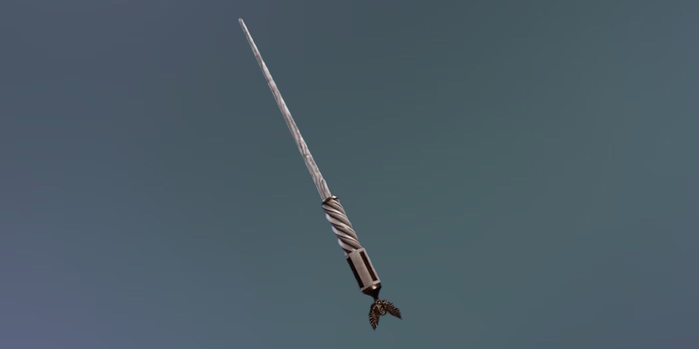Render of a wand with an Avian Beige wand handle in Hogwarts Legacy.