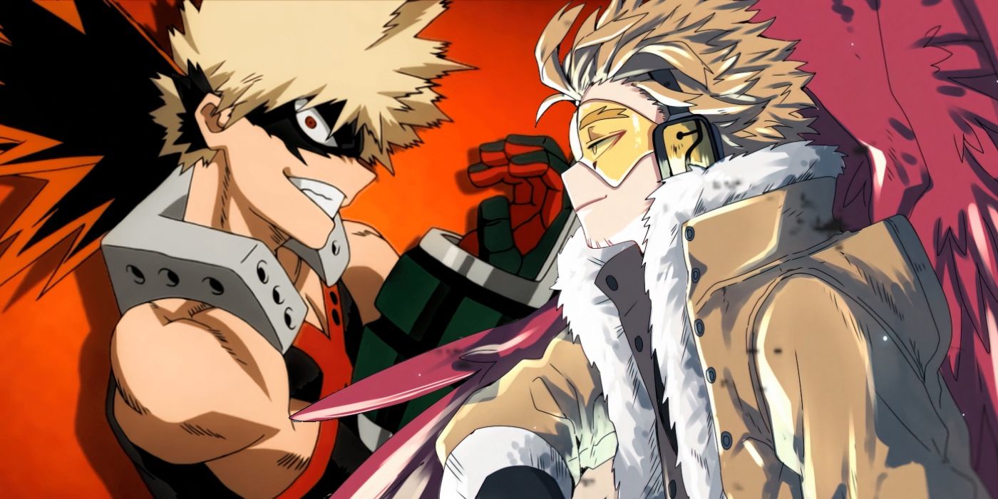 Bakugo and Hawks looking at each other