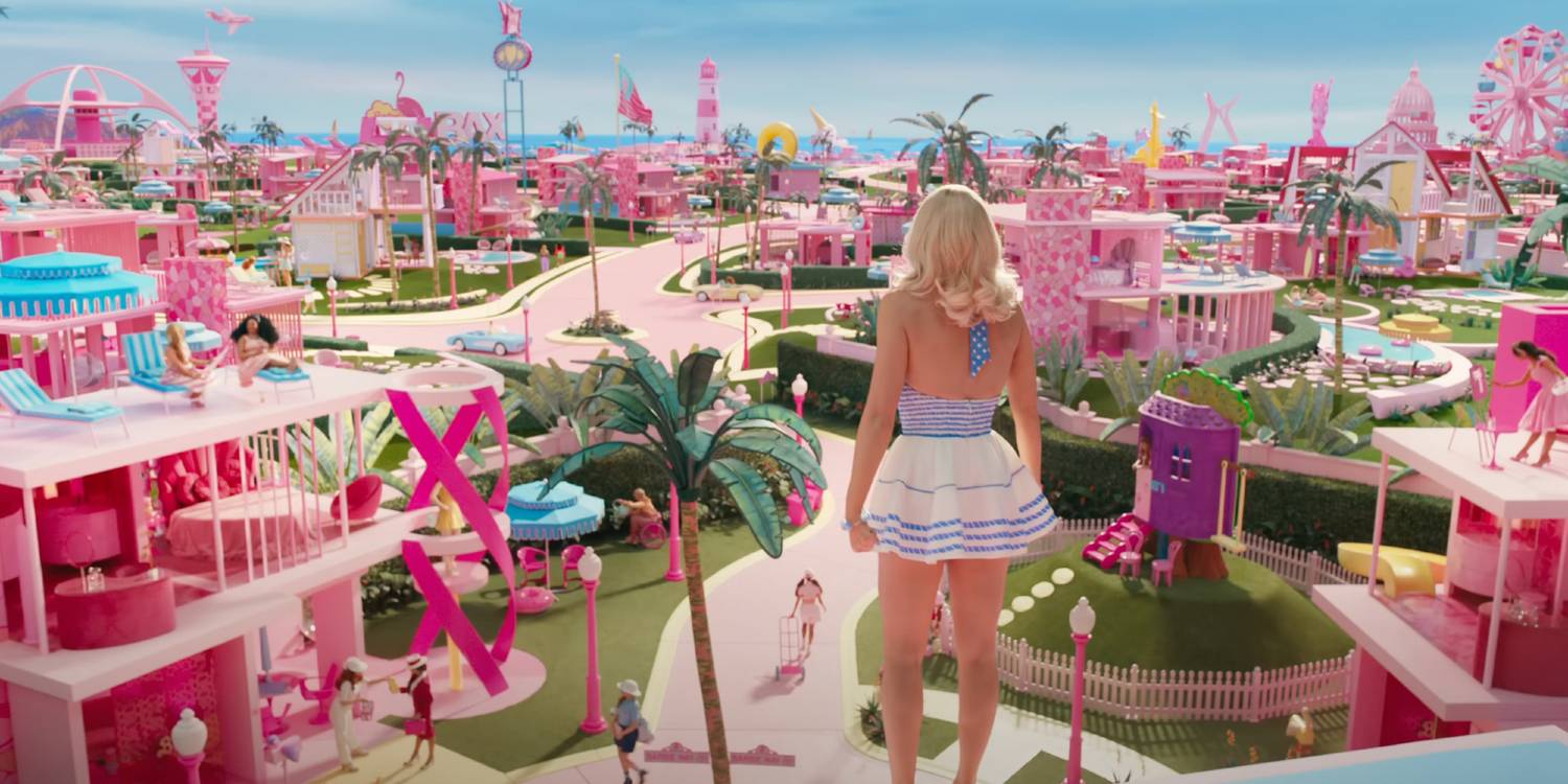 Barbie looks out over Barbieland in Barbie (2023)