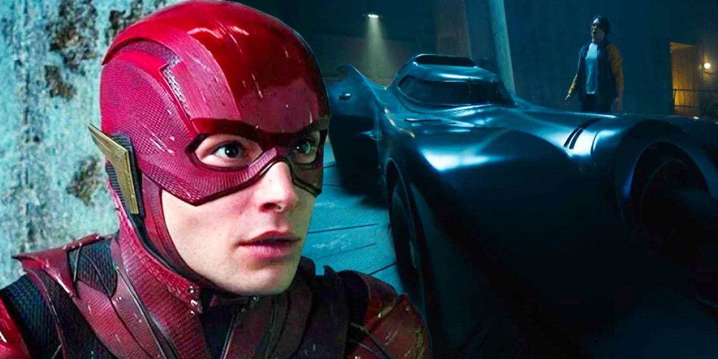 Barry and the Batmobile in The Flash movie