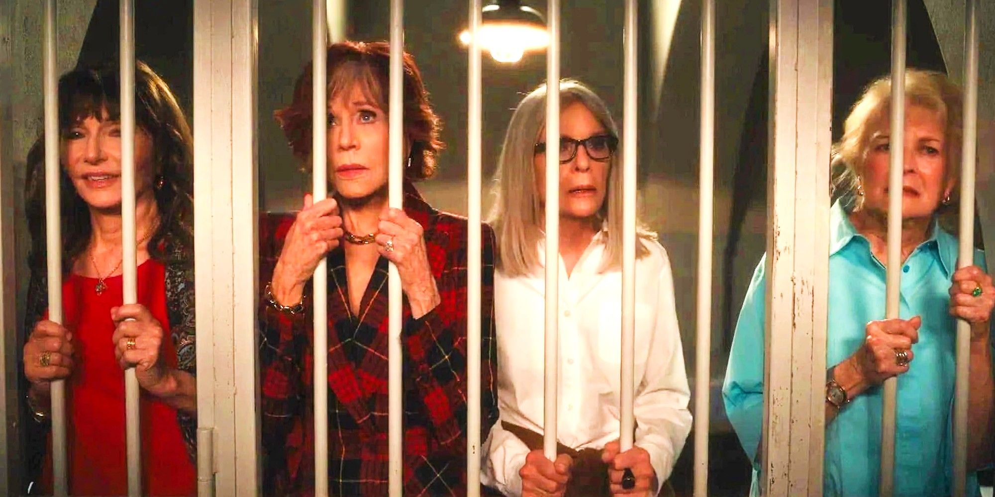 Carol Vivian Diane and Sharon in jail in Book Club: The Next Chapter