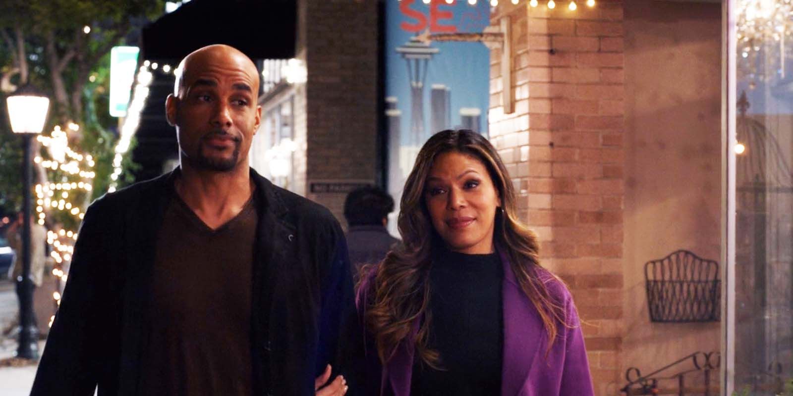 Boris Kodjoe as Robert Sullivan and Merle Dandridge as Natasha Ross in Station 19 season 5 episode 11