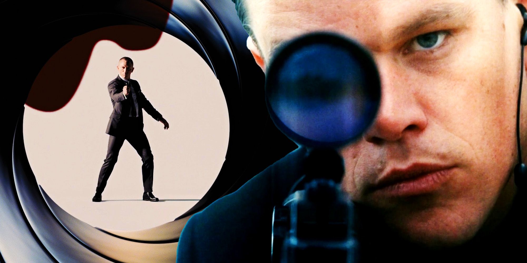 James Bond poster next to Matt Damon as Jason Bourne