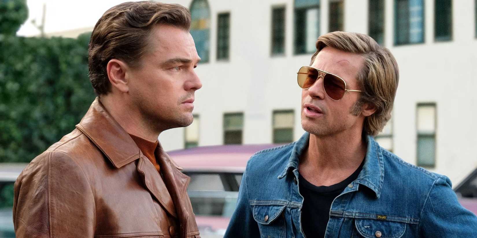 Leonardo DiCaprio as Rick Dalton & Brad Pitt as Cliff Booth in Once Upon a Time in Hollywood