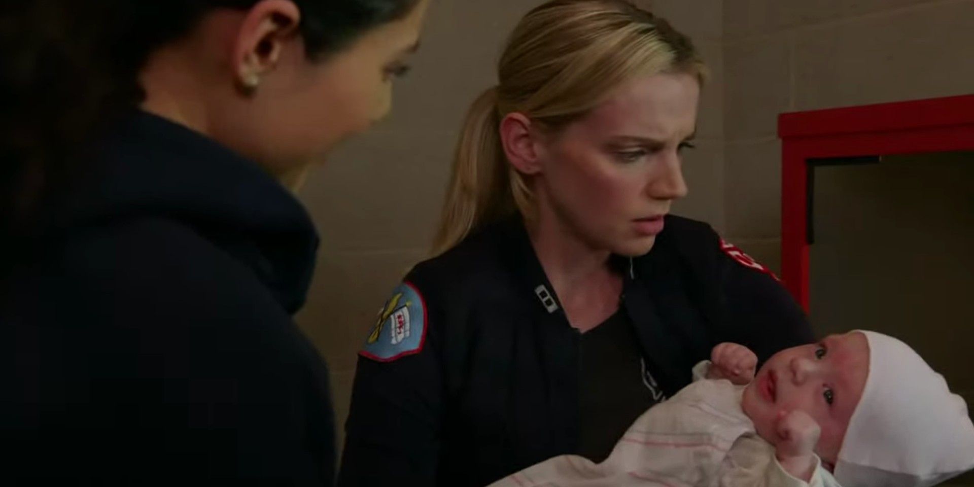Brett with baby on Chicago Fire