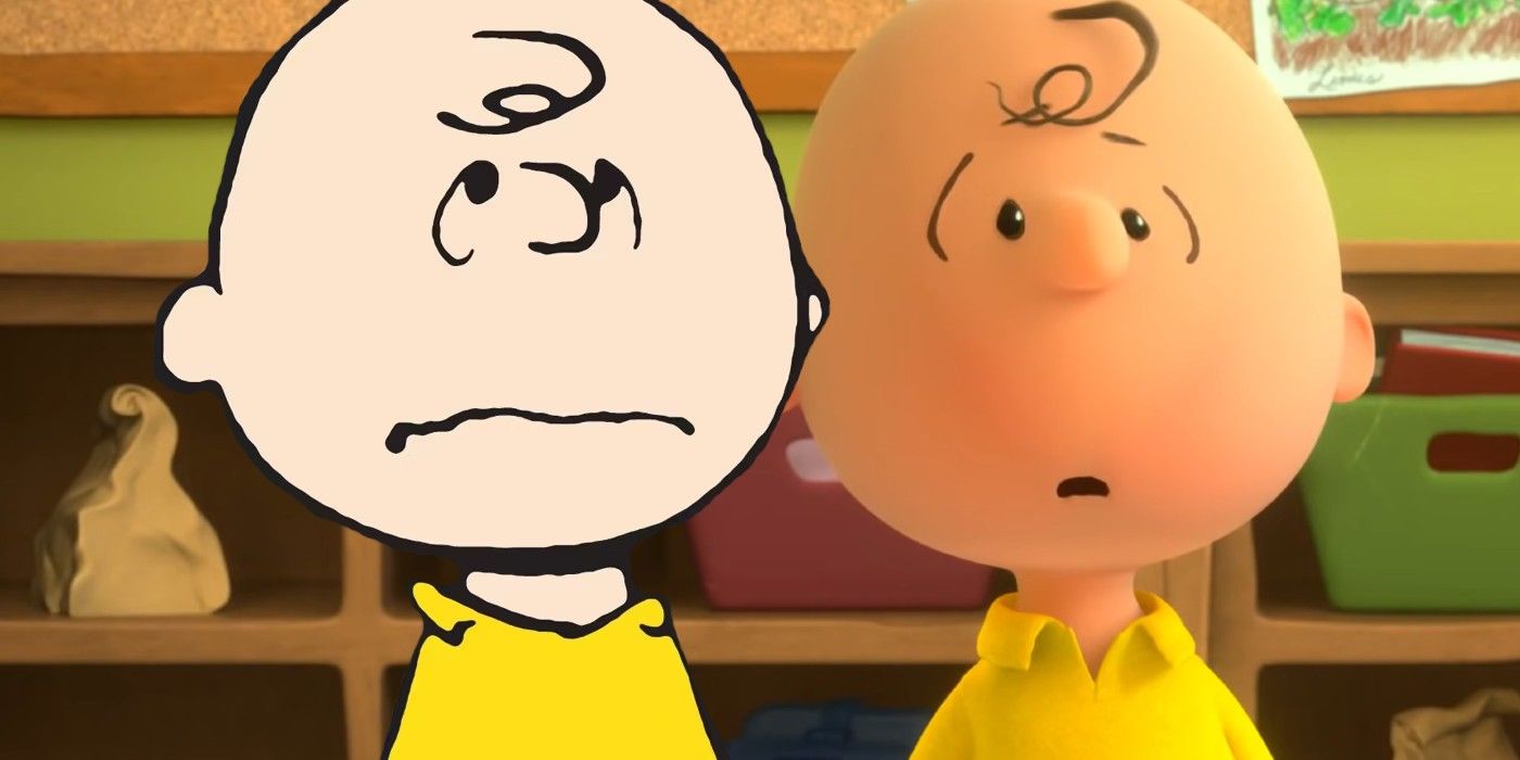 Comics Charlie Brown next to movie Charlie Brown