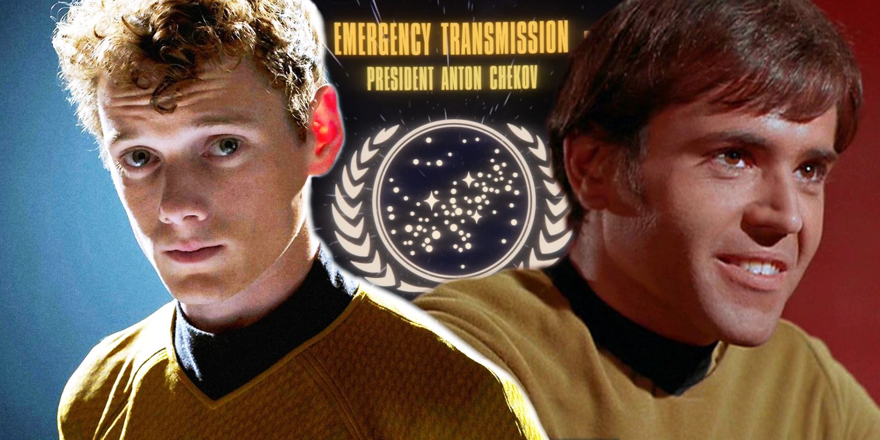 Anton Yelchin and Walter Koenig as Star Trek's Chekov