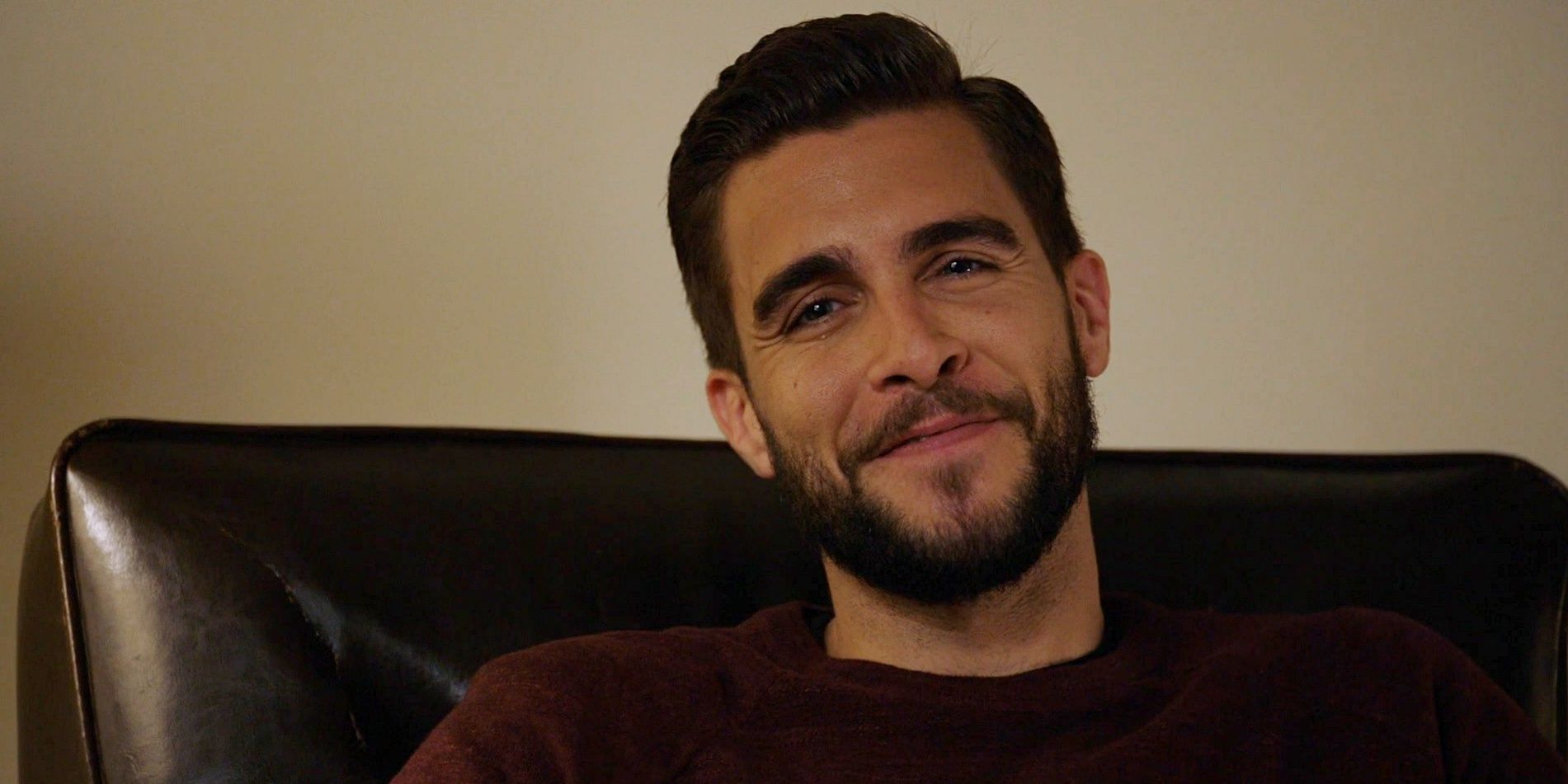 Justin Voight, played by Josh Segarra, wears a maroon sweater in the season 3 finale of Chicago PD.