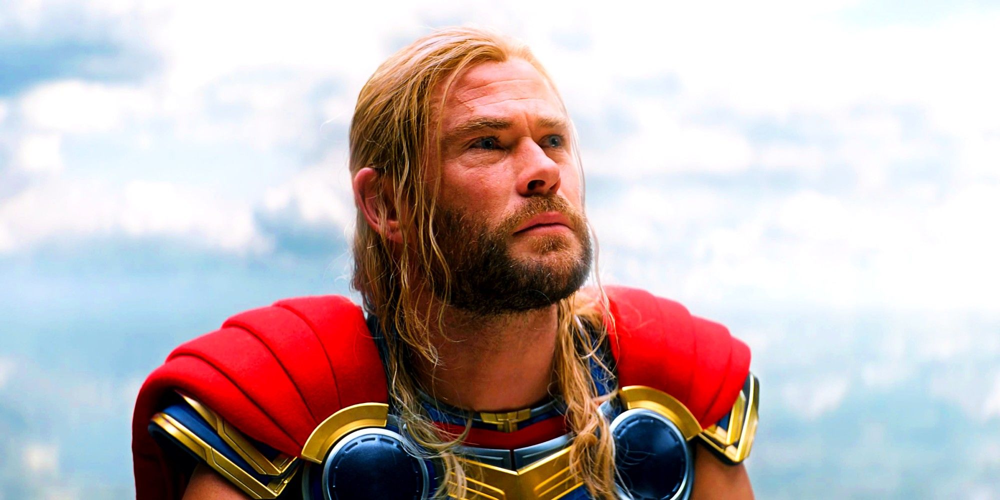 Chris Hemsworth As Thor Looking Sad in Thor Love and Thunder