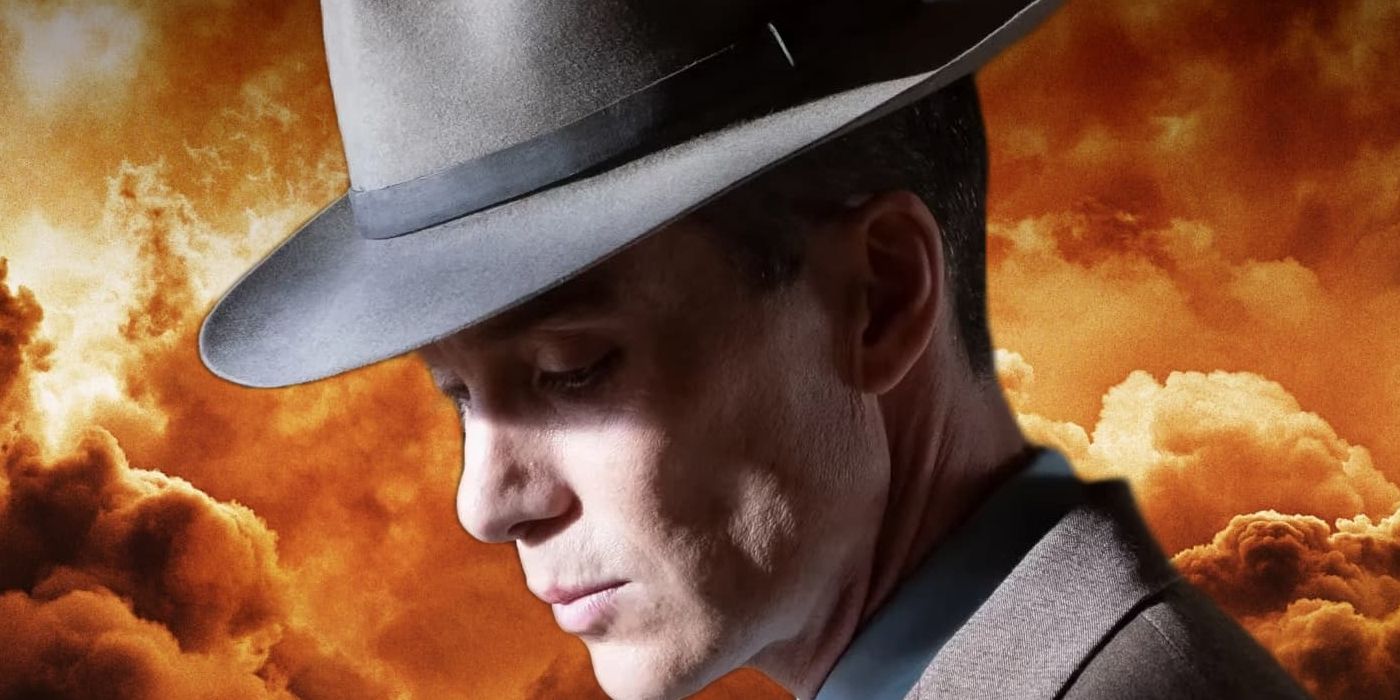CIllian Murphy as Oppenheimer in Front of an Explosion