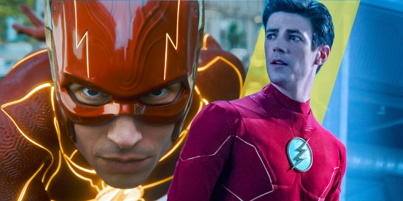 Collage Image with Ezra Miller Flash and Grant Gustin Flash