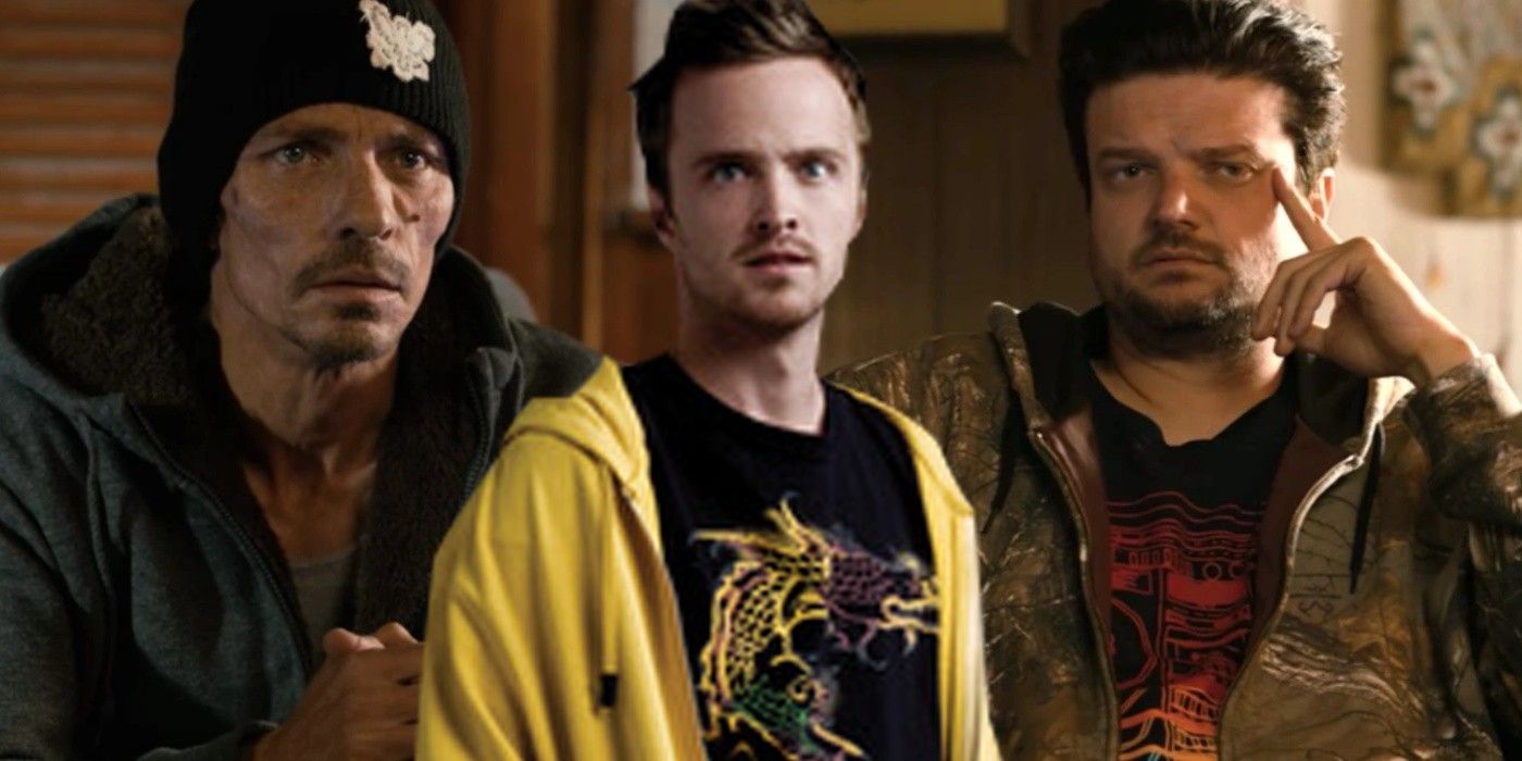 Collage of Skinny Pete, Jesse and Badger from Breaking Bad