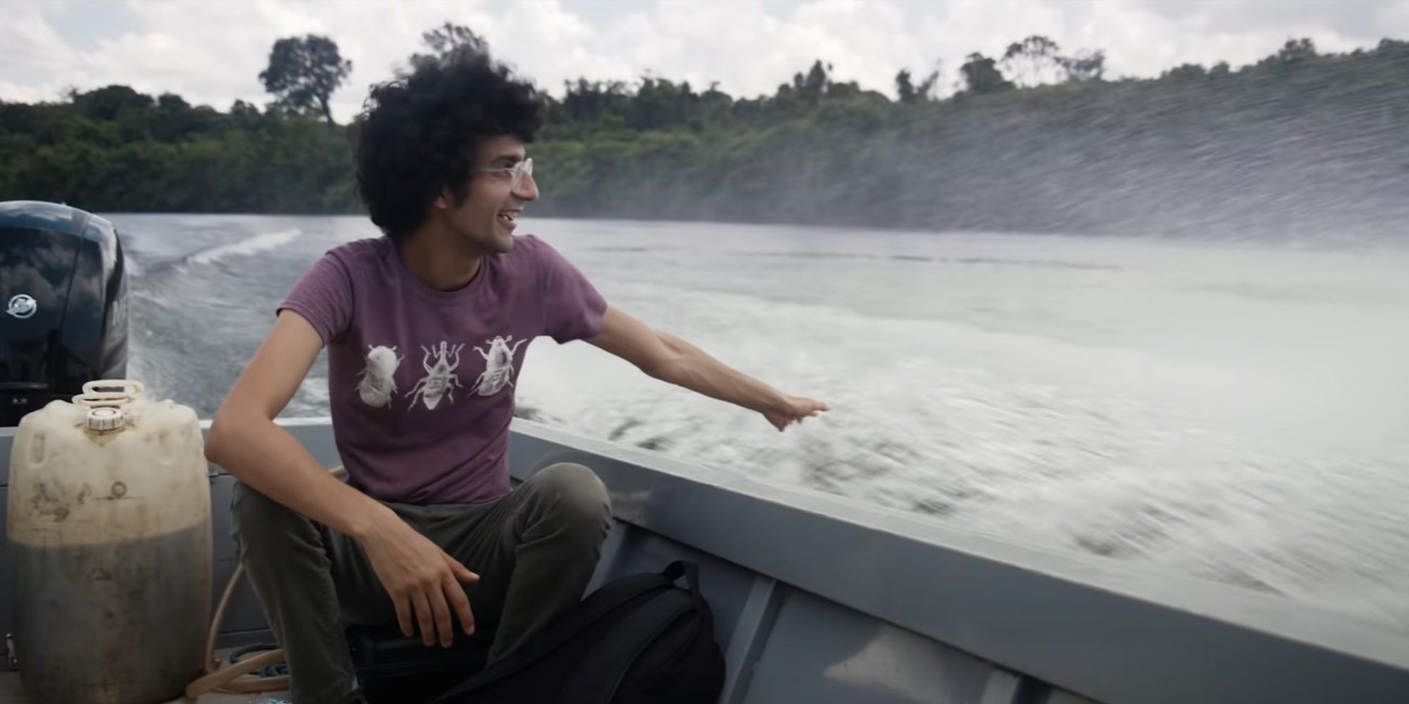 host Latif Nasser in a boat on Connected on Netflix